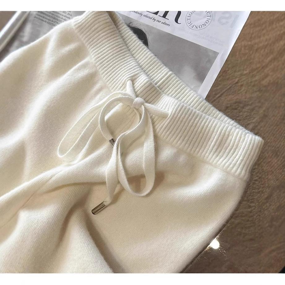 

Autumn and Winter Temperament Wool High Waist Loose Wide Leg Pants Women s Cloud Casual Soft Waxy Wool Straight Trousers XS