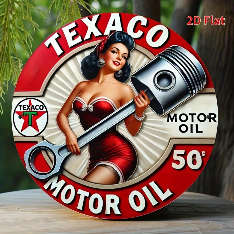 

Vintage Texaco Oil Sign. 7.8 round weatherproof aluminum for garage, porch or coffee shop. чистый