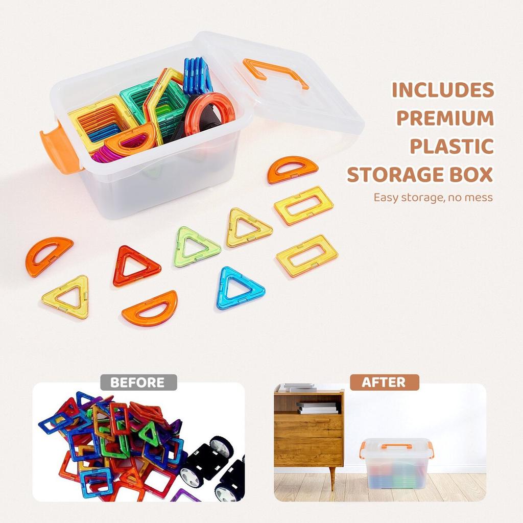 Magnetic Tiles Magnetic Building Toy 62 PCS Magnet Blocks for Kids 3D Set
