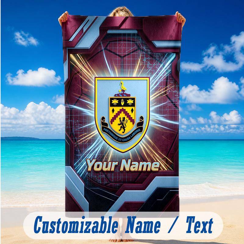 Beach Towel Custom Name Text, Quick Dry Large Towel For Beach HomeBurnley Football