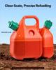 Fuel Container, 6 L, Fuel Tank with Spout & 1.9 L Extra Oil Container, 5.5 L/min Max Flow Rate, Leak-proof and Portable Flat Fluid Container for Most