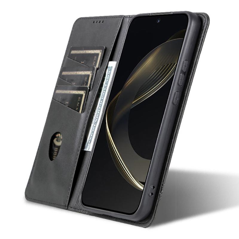 

AZNS For Xiaomi Redmi Note 13 Pro+ 5G Case Cowhide Texture Leather Wallet Cover Black