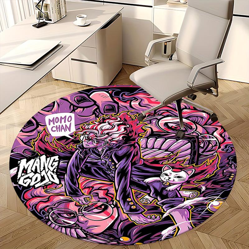 1pc Anime Cartoon Design Momo Chan Mang God Round Carpet Office Chair Mat Non-Slip Rug Suitable for Home Decor, Living Room