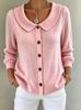 Fall/Winter 2026 Women's Solid Knit Button Cardigan with Long Sleeves