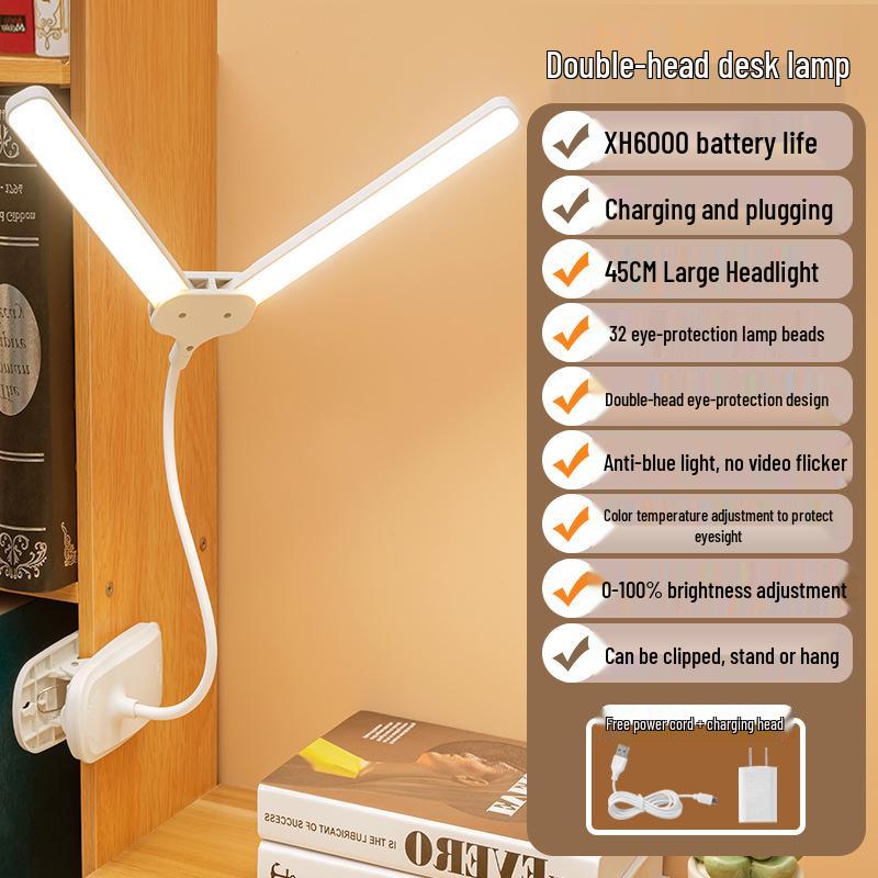 Rechargeable Clip-On & Stand LED Reading Lamp - Eye Protection, Bedside & Study Use