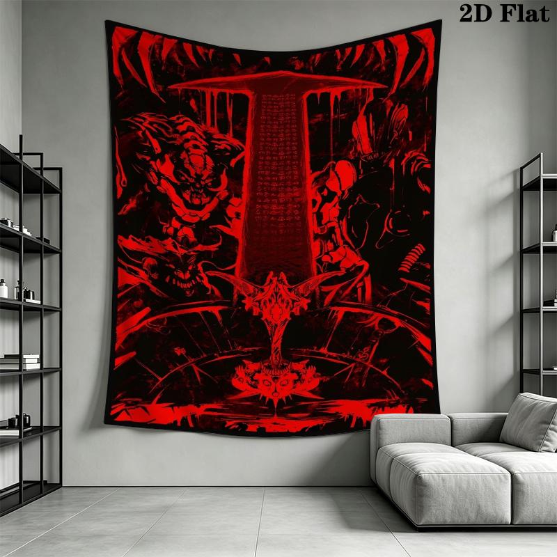 DOOM The Dark Ages Wall Tapestry Aesthetic Wall Hanging Printed Fabric Blanket Decorative Tapestries for Bedroom Living Room Home Decor