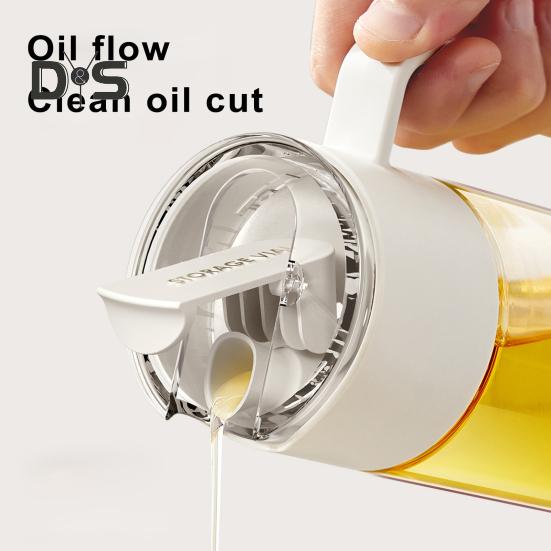 Oil Pot with Handle Large Capacity Food Grade BPA Free Automatic Opening/Closing Transparent Olive Oil Dispenser Bottle