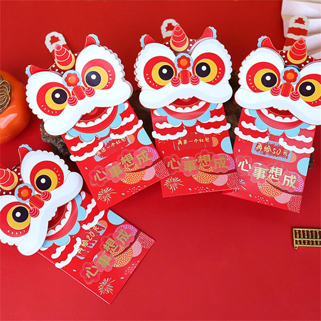 Chinese New Year Red Envelopes Eye Catching Red Envelopes In Chinese Lions Head Style For Festive Gift Giving