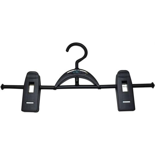 Sawafuji E-SENSE Clothes Hanger, Jumbo Clip, 1 Tier, Black, 395mm Wide, Made In Japan, Fits Skirts, Pants, Jeans, Connectable, Space-Saving, Shape-Ret