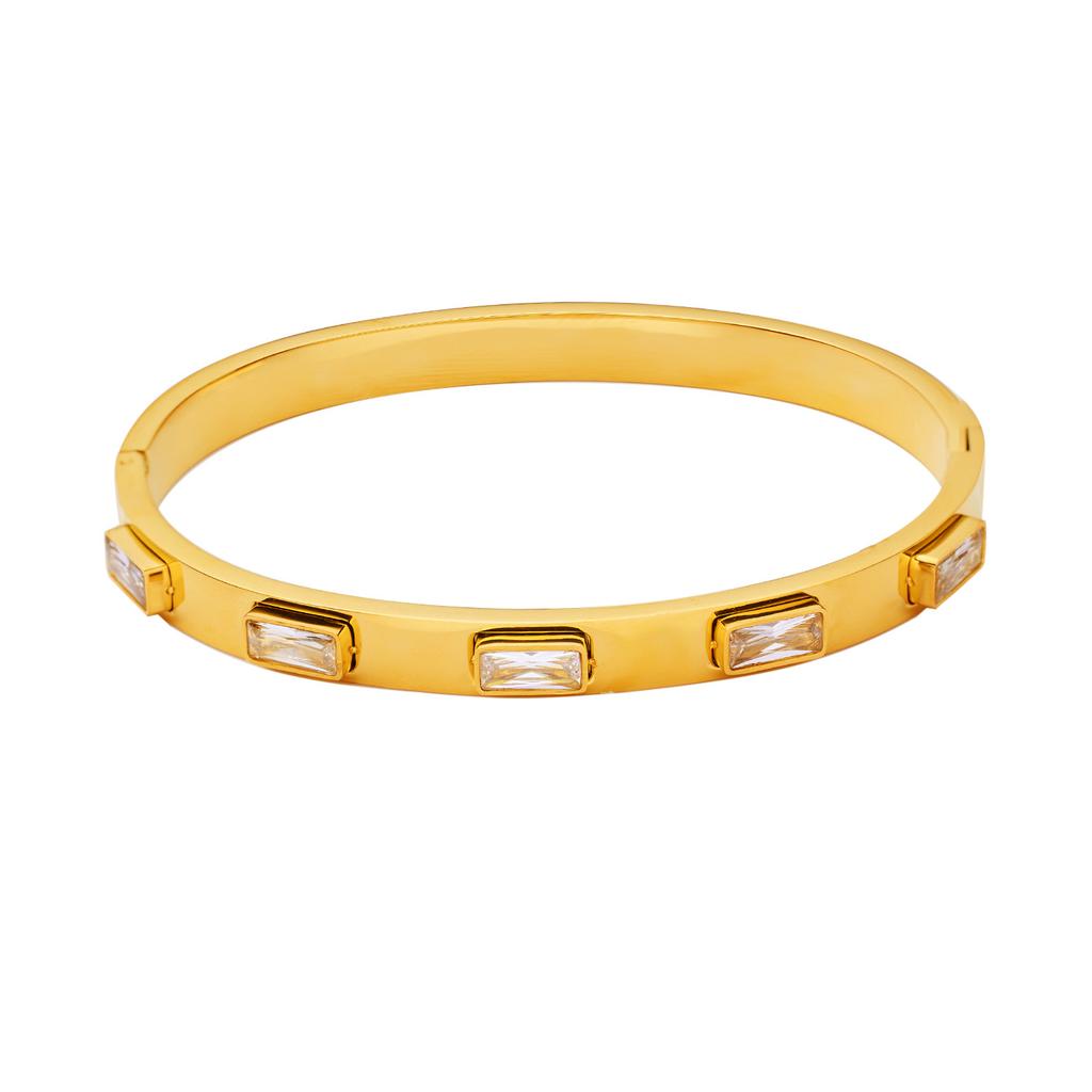 Fashionable Bracelet Women's Inlaid Square Green White Pink Zircon Bracelet