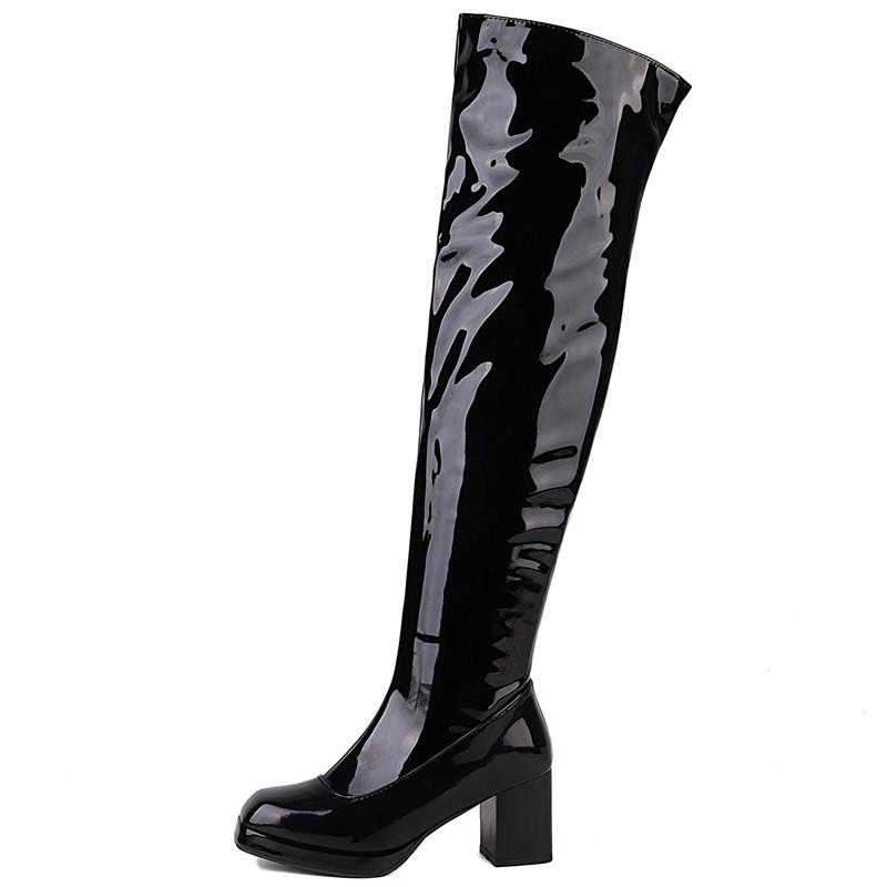 Sexy Overknee Boots For Women Patent Fetish Party Shoes Lady Heels Over the Knee Boots White Black Red Winter Long Fetish Shoes