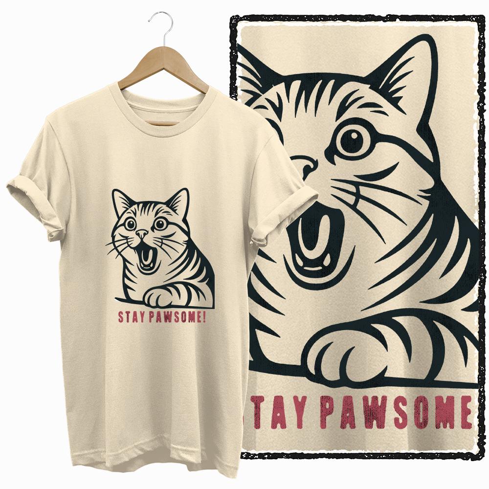 COOLMIND 100% cotton BEIGE cat print exclusive graphic women T shirt big size loose cotton cat lover women tshirt LOVELY cat tee