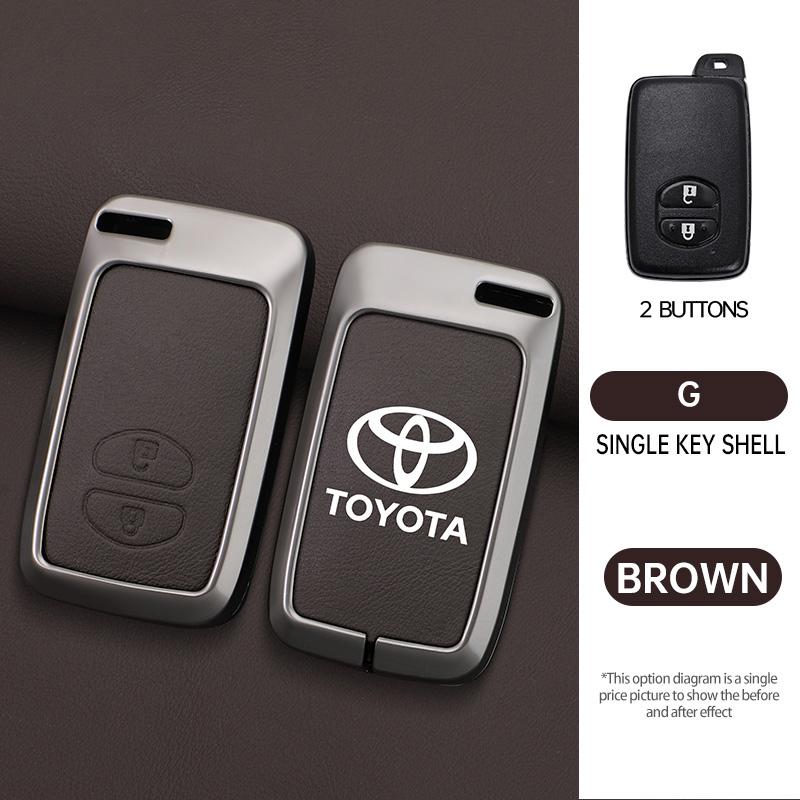 

For Toyota 2026 Hot Hub Caps Car Zinc Alloy Leather Key Case Holder Keyless Remote Shell Keychain For Toyota Aqua RAV4 Land Crui