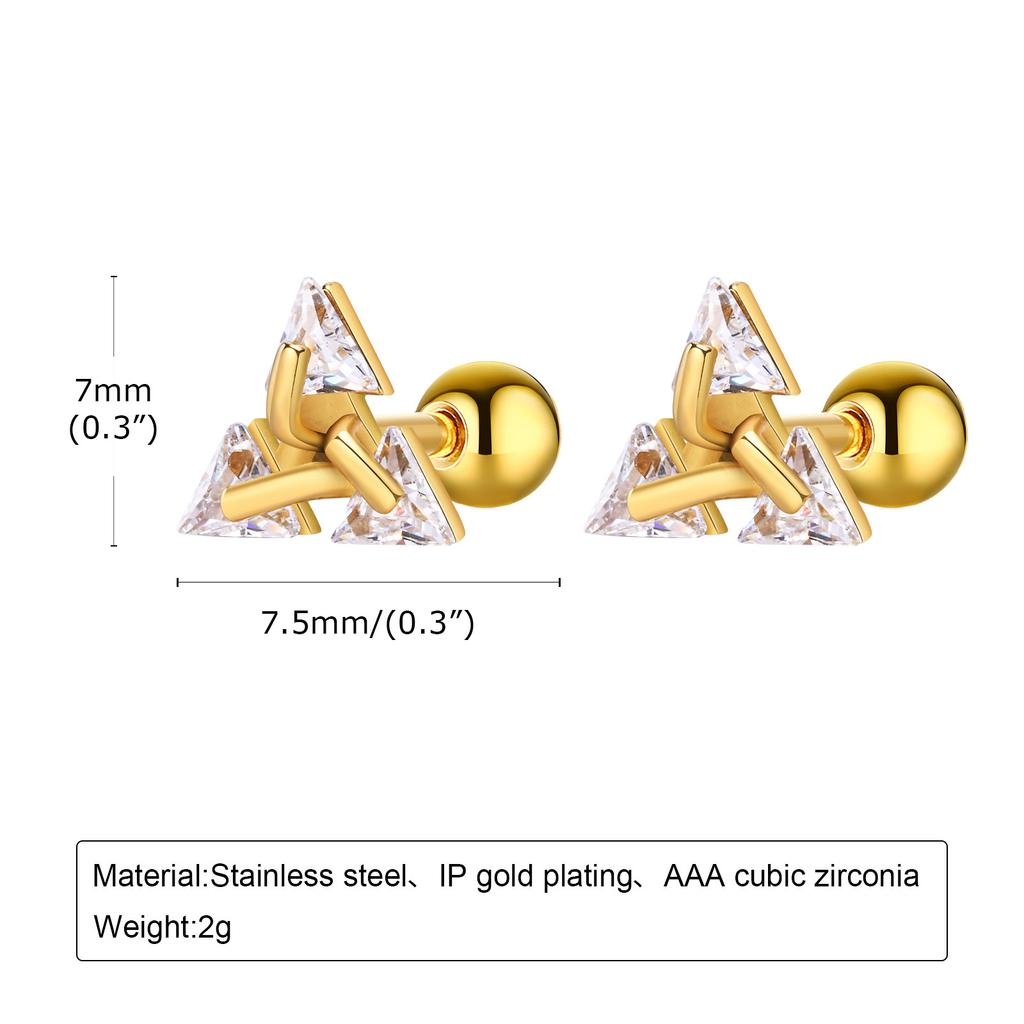 Geometric Triangle Stud Earrings for Men,Stainless Steel Minimalist Cubic Zirconia Earring Gift to Boyfriend Husband Dad Father