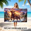 Highland Cow Theme Quick Dry Beach Towel Custom Name Text Print Large Sand Resistant Towel Beach Vacation
