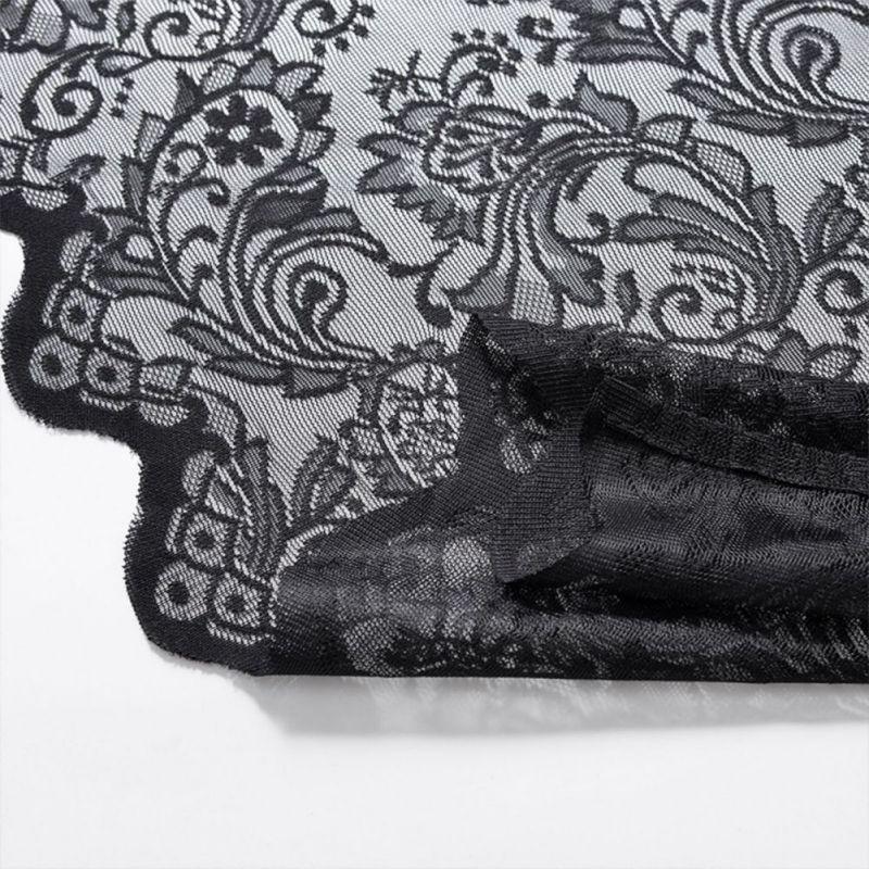 2pcs Semi-sheer Lace Curtains Rod-pocket Gauze Curtain