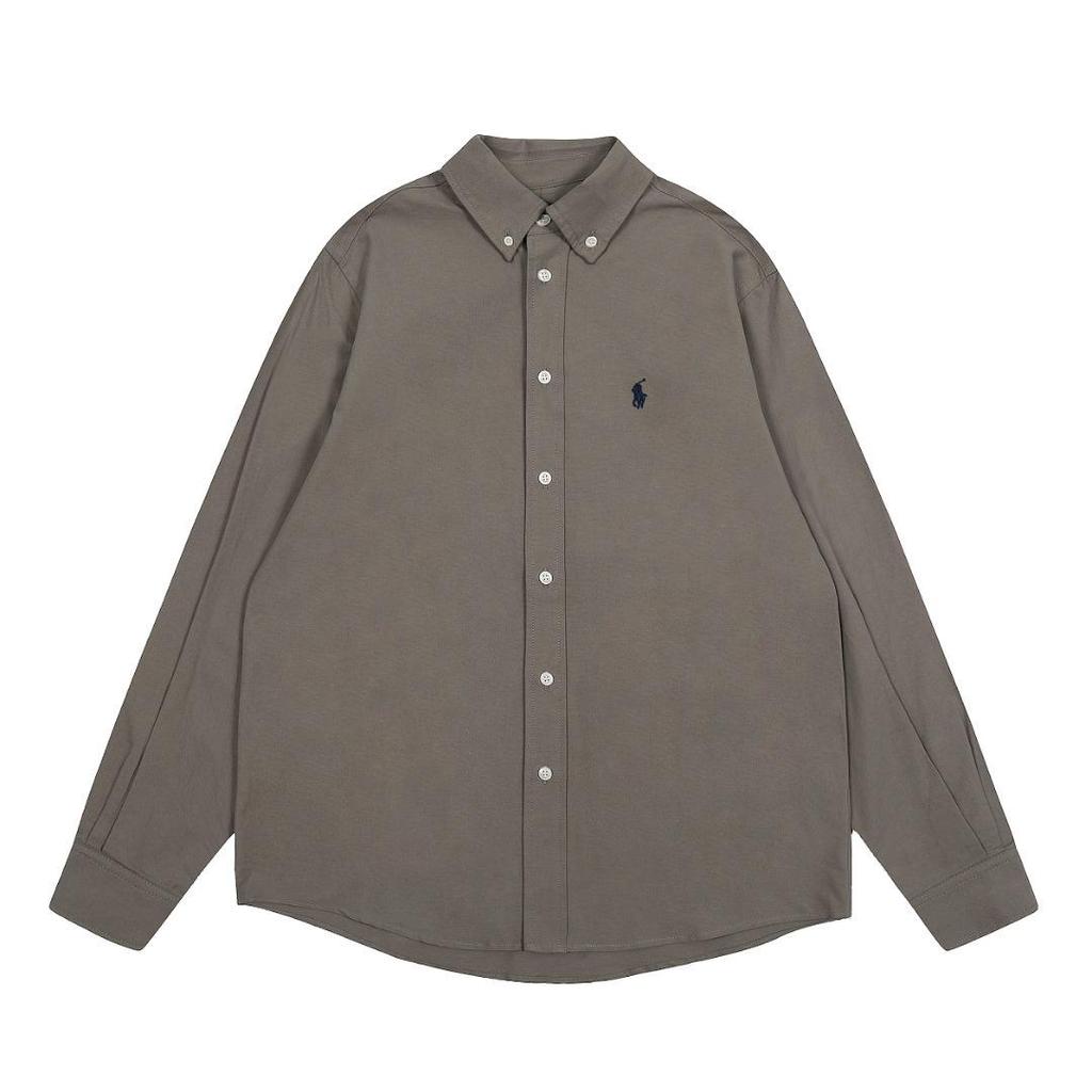 Unisex Classic RL Old Money Embroidered Horse Long Sleeve Casual Shirt