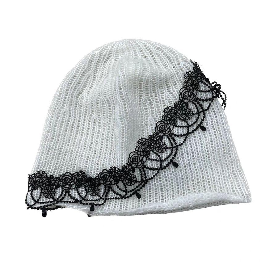 

Махе Мао Шапка-бини Модная и Универсальная Дышащая Ажурная Холодная Шапка Весна Лето Осень Зима one size белый