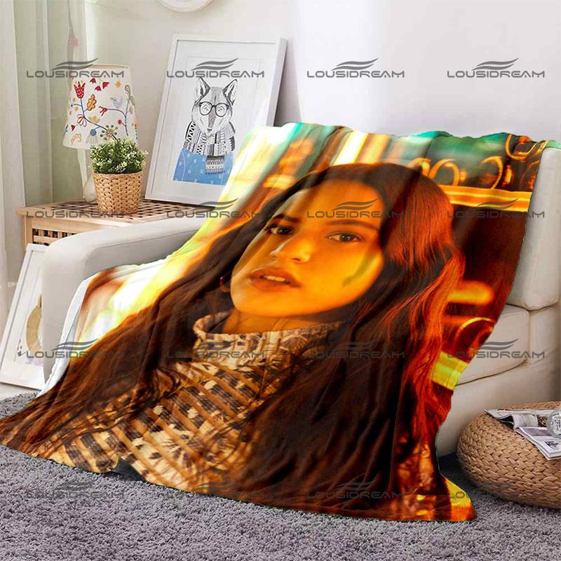 Pop Female Star Flannel Decorative Thin Blanket Rosalia Vila Tobella Beautiful Photo Blanket Portable Home Travel Office Blanket