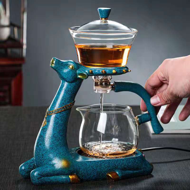 Automatic glass kung fu tea set creative tea brewer home simple tea brewer teapot set