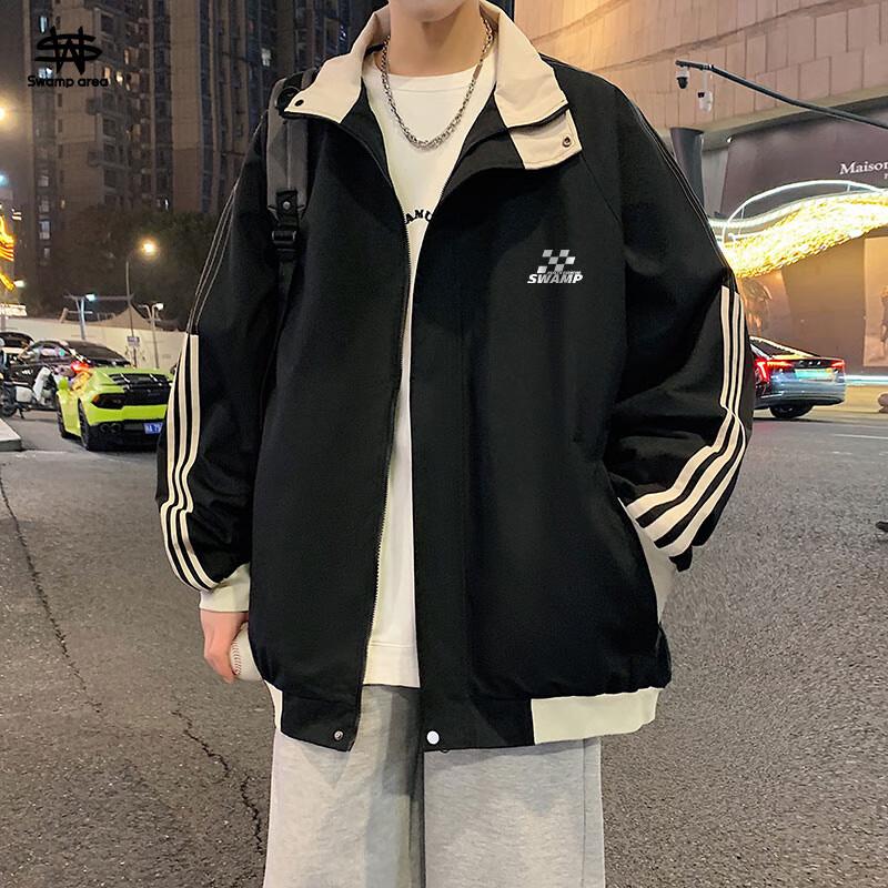 SWAMP AREA Unisex Retro Patchwork Baseball Workwear Jacket