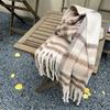 Simple women's autumn and winter thickened retro fringed polyester atmosphere imitation cashmere scarf scarf