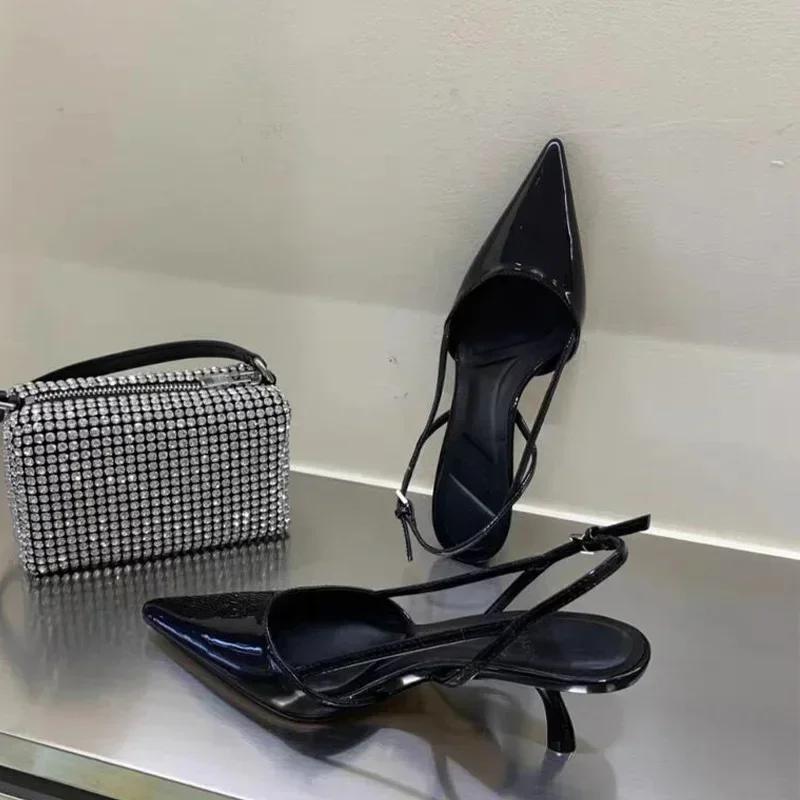 Fashion Women Pointed Toe Heels Shoes Sandals 2025 Dress Party Fashion Summer Slippers New Walking Flip Flops Pumps  Slides