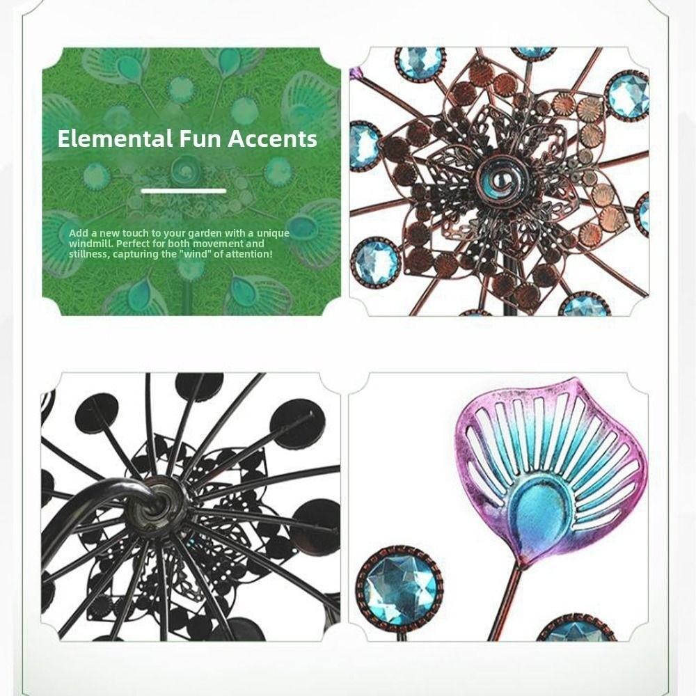 Removable Windmill Spinner Rotating Metal Windmill Landscape Art Decoration Flower Pinwheel  Yard