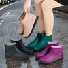 Fashion rain shoes water shoes women's adult warm waterproof non-slip velvet kitchen short rubber shoes rain boots cover shoes water boots