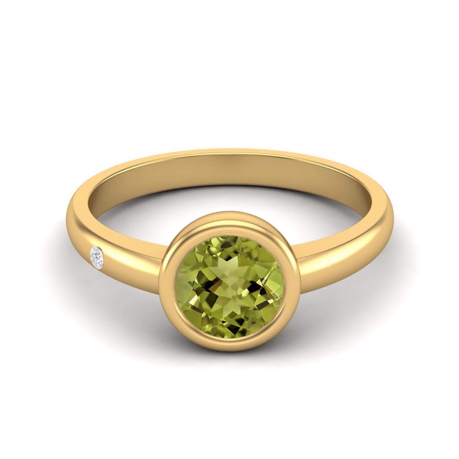 0.85 Ctw Round 925 Sterling Silver Gold Vermeil Peridot Solitaire Women Wedding Ring 11