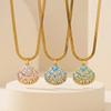Colorful Oil-splashed Shell Pendant, Ocean-themed, 18K Gold Plated Chain, High-end Necklace