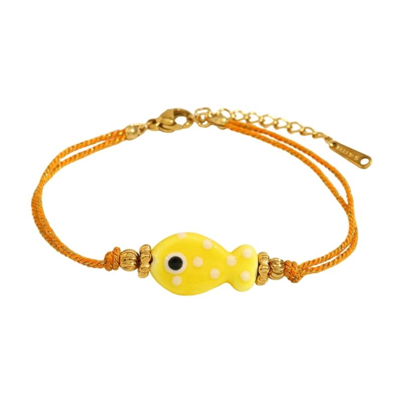 

Игривые рисунки рыбок Плетеная цепочка Браслет Гибкий размер Нержавеющая сталь Украшения Портативное разноцветное дополнение
