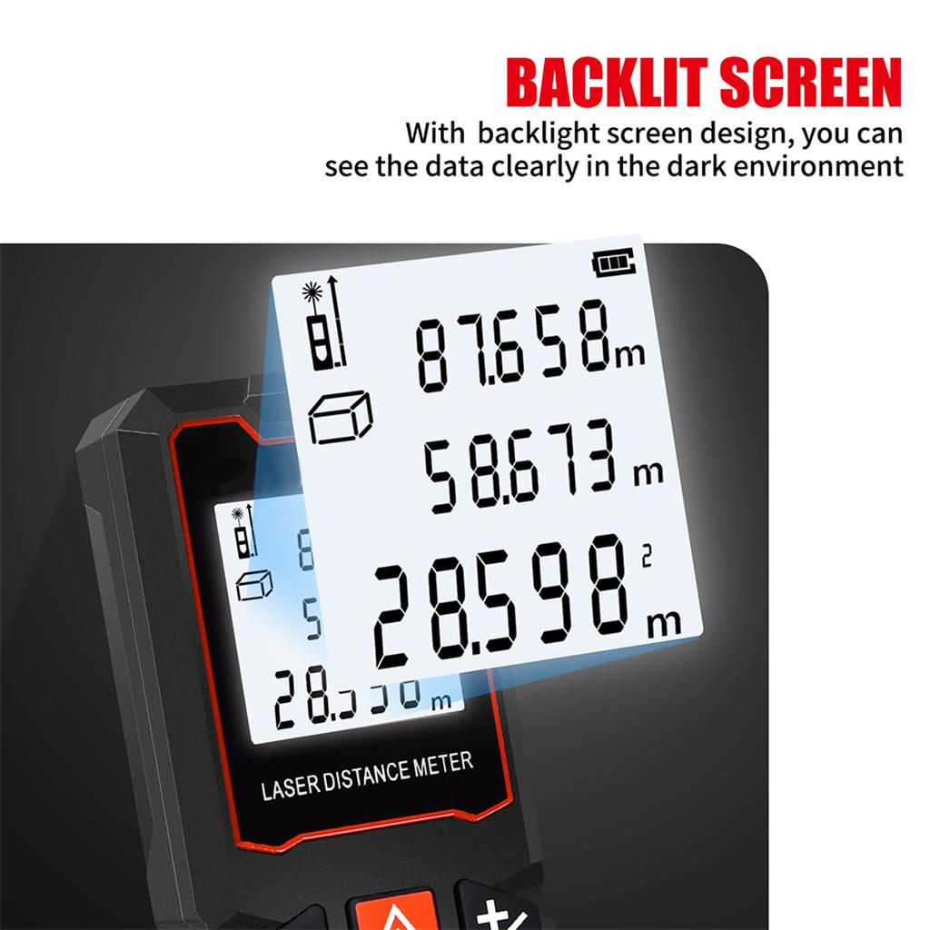 40m Msure LCD Digital Distance Meter with Bubble Range Finder Distance/ Ar/ Volume/ Pythagorn Msuring Tool Unit ing