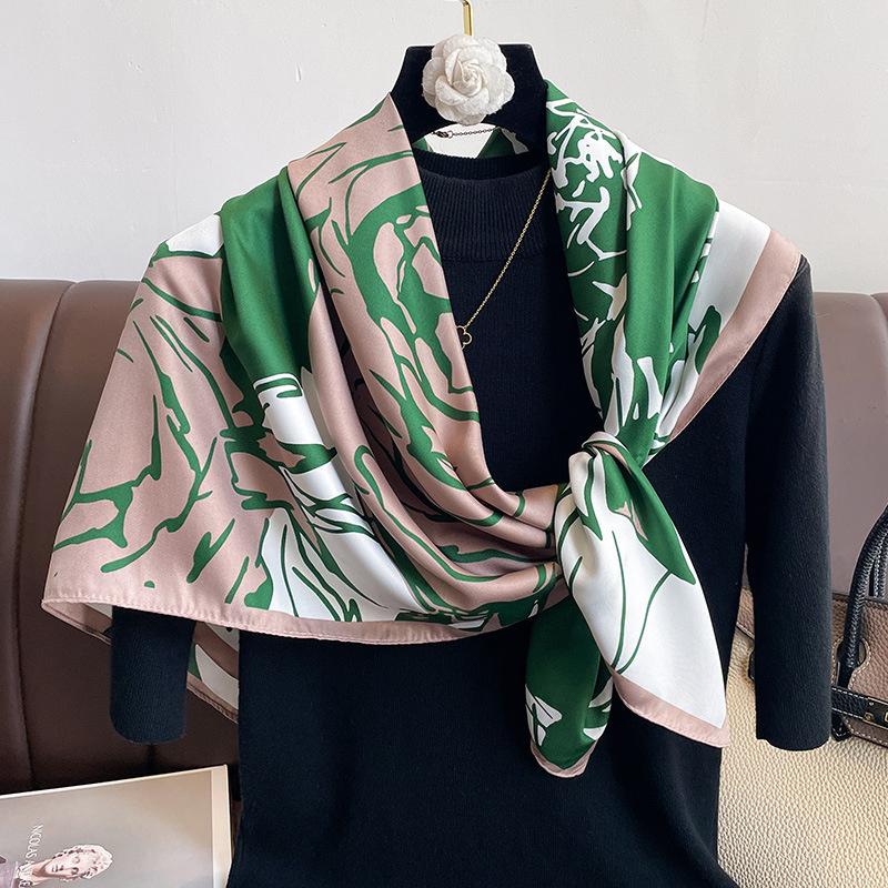 Design Luxury Print Twill Silk Square Scarf for Women Headband Shawl Fashion Wraps Hijab Neckerchief Headscarf Foulard Bandana