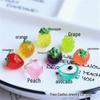 3D Transparent Fruit Resin Jewelry: Peach, Avocado & Strawberry Hair Tie Accessories for Kids