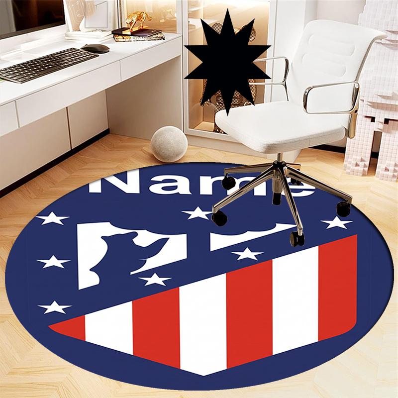 Custom Name Atlético Madrid Printed Round Rug Carpet Chair Rug Area Rug Entryway Doormats,for Office Chair Living Room Bedroom Kitchen Room.
