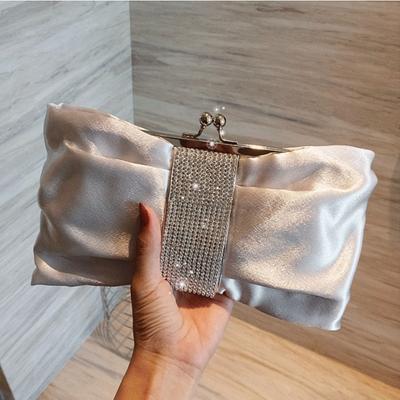Wholesale New Fashionable Exquisite Pleated Dinner Bag Korean Version Style Cross Women's Chain Bag Butterfly Bag Double-sided Drilling Plate