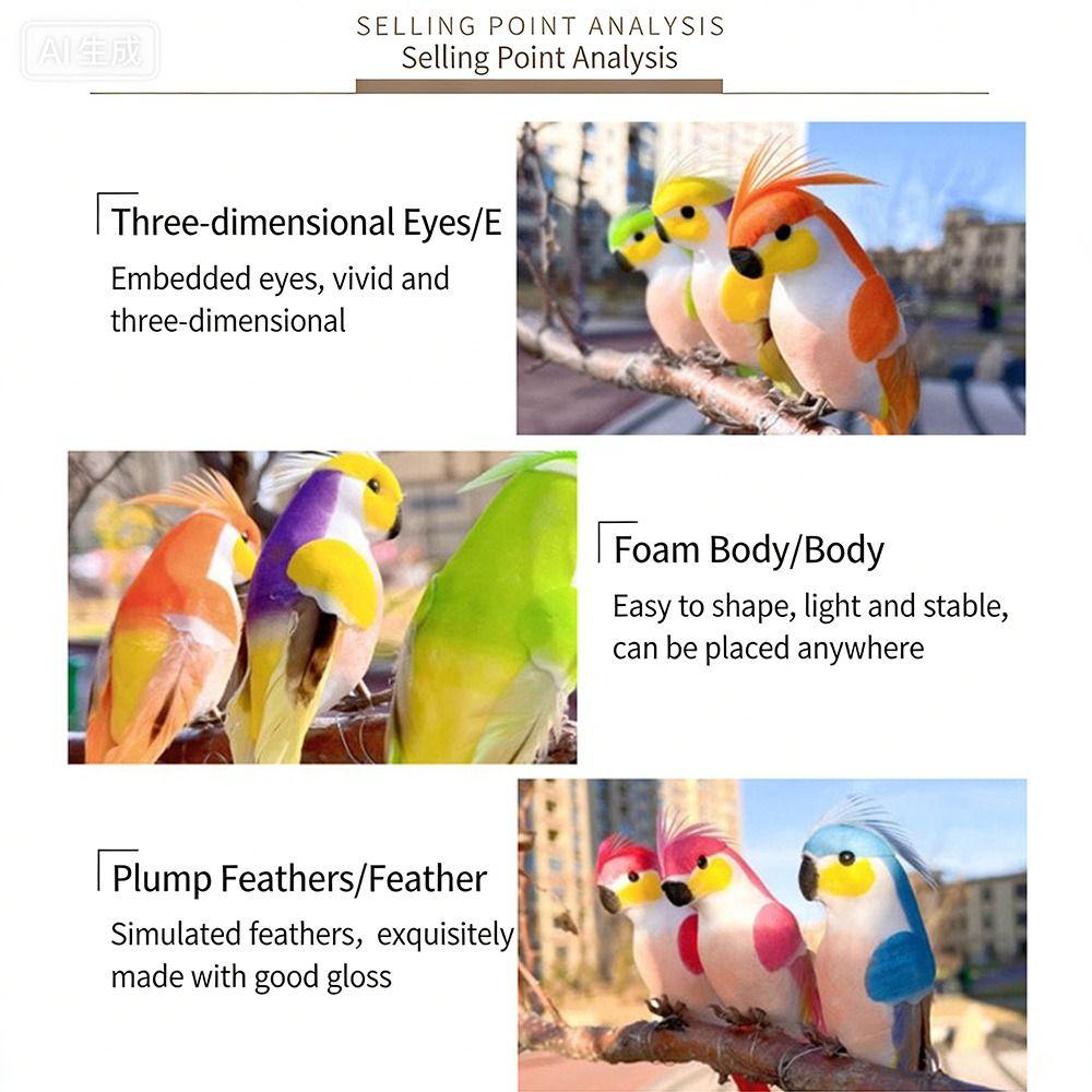 6PCS Mixed Color Parrot Artificial Birds Foam DIY Accessories Simulation Bird Model with Clips Handicraft Artificial Bird Model