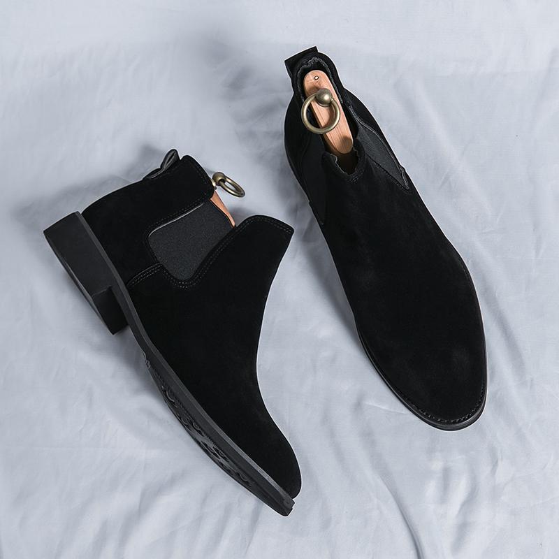 Chelsea Boots im britischen Stil für Herren Wildleder Herren Stiefeletten Vintage-Stil Business-Stiefel zum Anzug Allround-High-Top-Schuhwerk