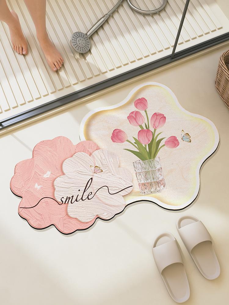 Badezimmerbodenmatte, Diatomeenerde saugfähige Fußmatte, WC-Teppich, Toilettentürmatte rutschfest Eingangstürmatte