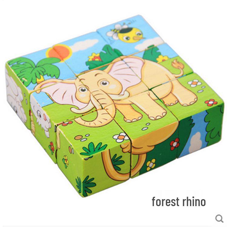 

Children s 9-Piece Wooden 3D Puzzle Blocks - Six-Sided Painted Creative Toy for Kindergarten