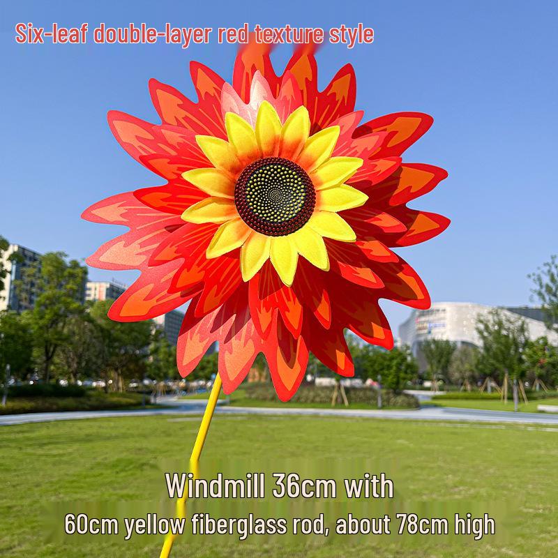 Children's Double-Layer Rotating Sunflower Pinwheel Outdoor Decoration