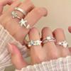 Sweet Blue Starfish Shell Rings for Women  Fashion Imitation Pearl Open Rings Summer Seaside Vacation Jewelry Accessories