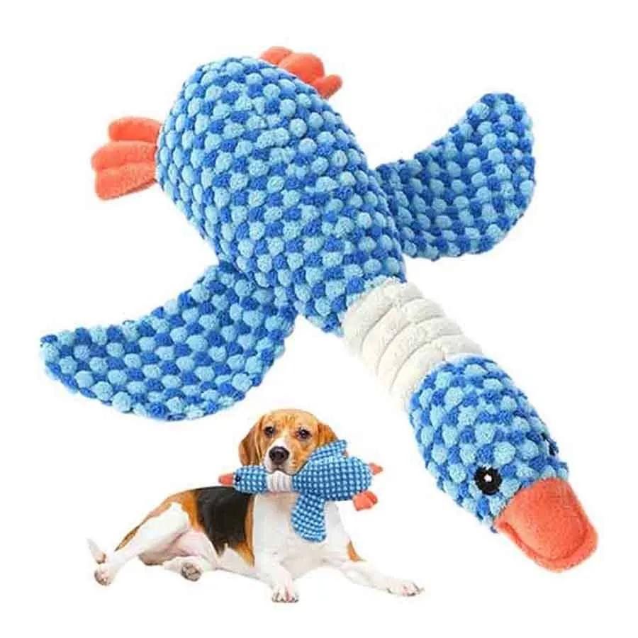 

Cute Plush Dog Chew Toy for Small Medium Large Breed Puppies Interactive Squeaky Animal Wild Goose Teething Dental XS синій