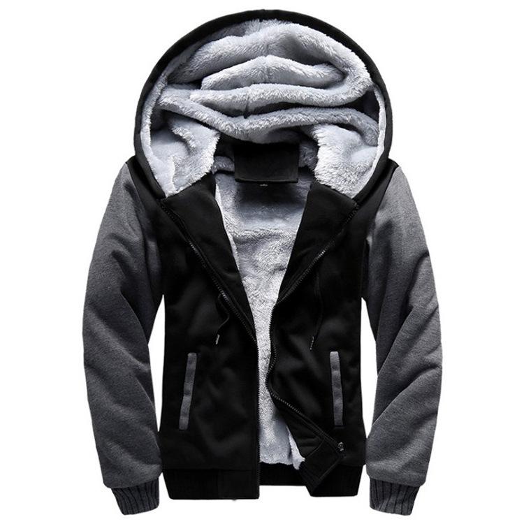 Mens Sweatshirt Hooded Autumn and Winter Men's Baseball Clothing Padded and Thickened Men's Jacket Warmth