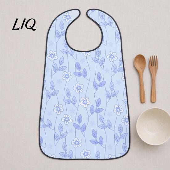 Stylish Senior Clothing Protector Adult Bib, Waterproof Easy Clean Feeding with Floral Elderly Mealtime Bib Printed, Protector, for Seniors Dining Aid