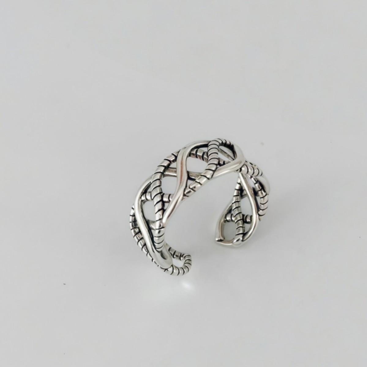 

Retro Multi-Strand Woven Hemp Rope Women s Open Ring античный серебряного