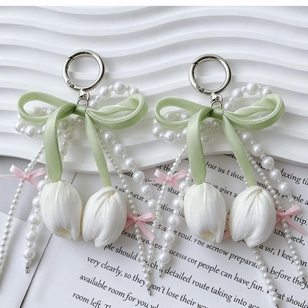 Emulational Tulip Keychain Jewelry Cute Mobile Phone Chain Fashion Bag Charm Pendant Women