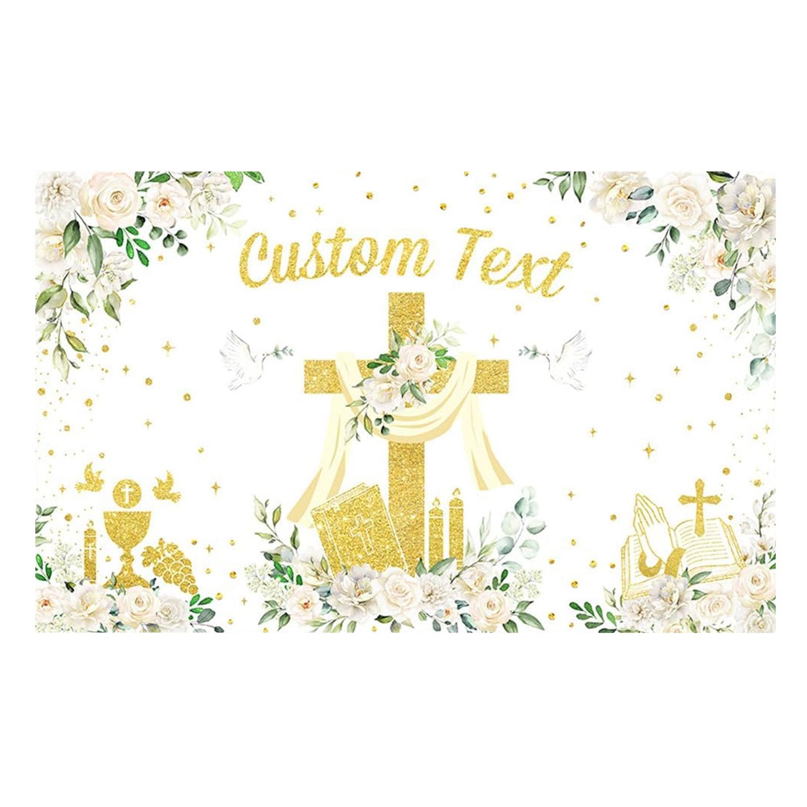 

Customizable First Communion Backdrop Banner for Photography Cake Table Decoration Suitable for Studio Use Size 180x110cm One Size