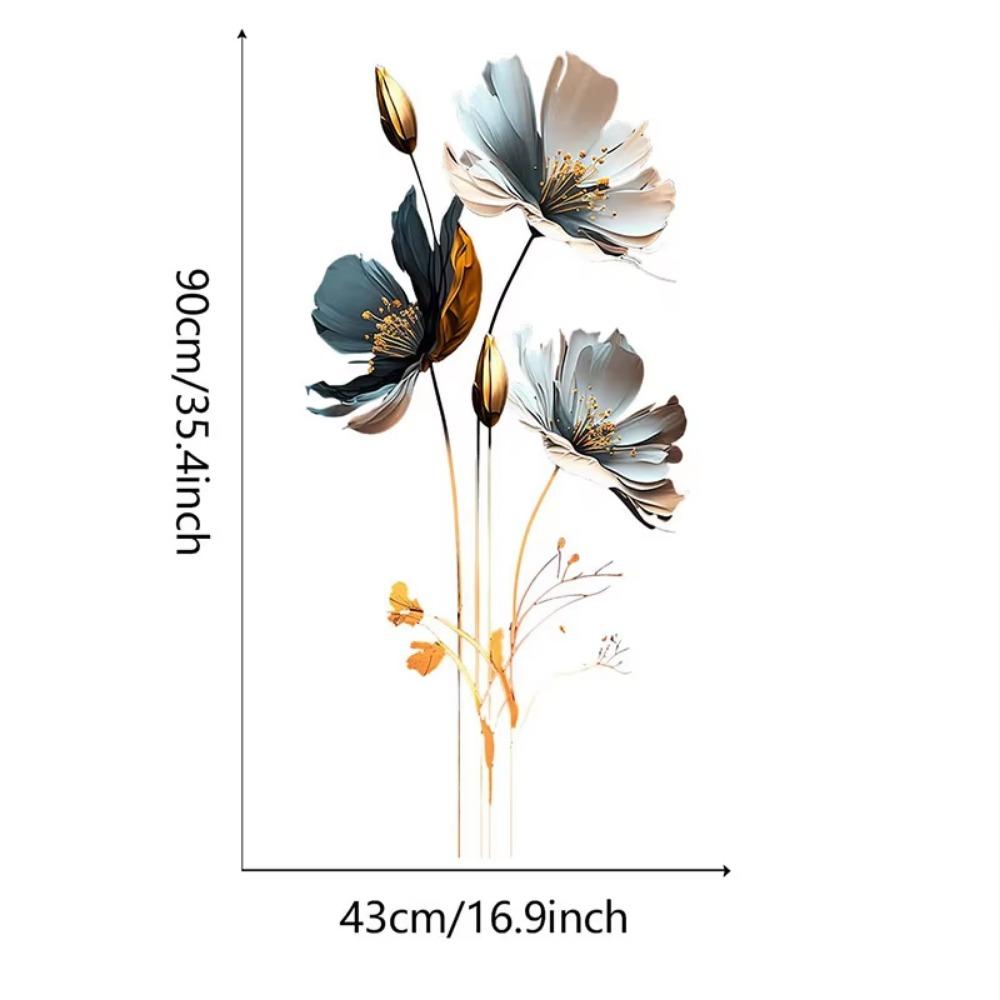 Retro PVC Wall Stickers Self-adhesive Waterproof 3D Lotus Flower Stickers Marble Vinyl Film Home Decor
